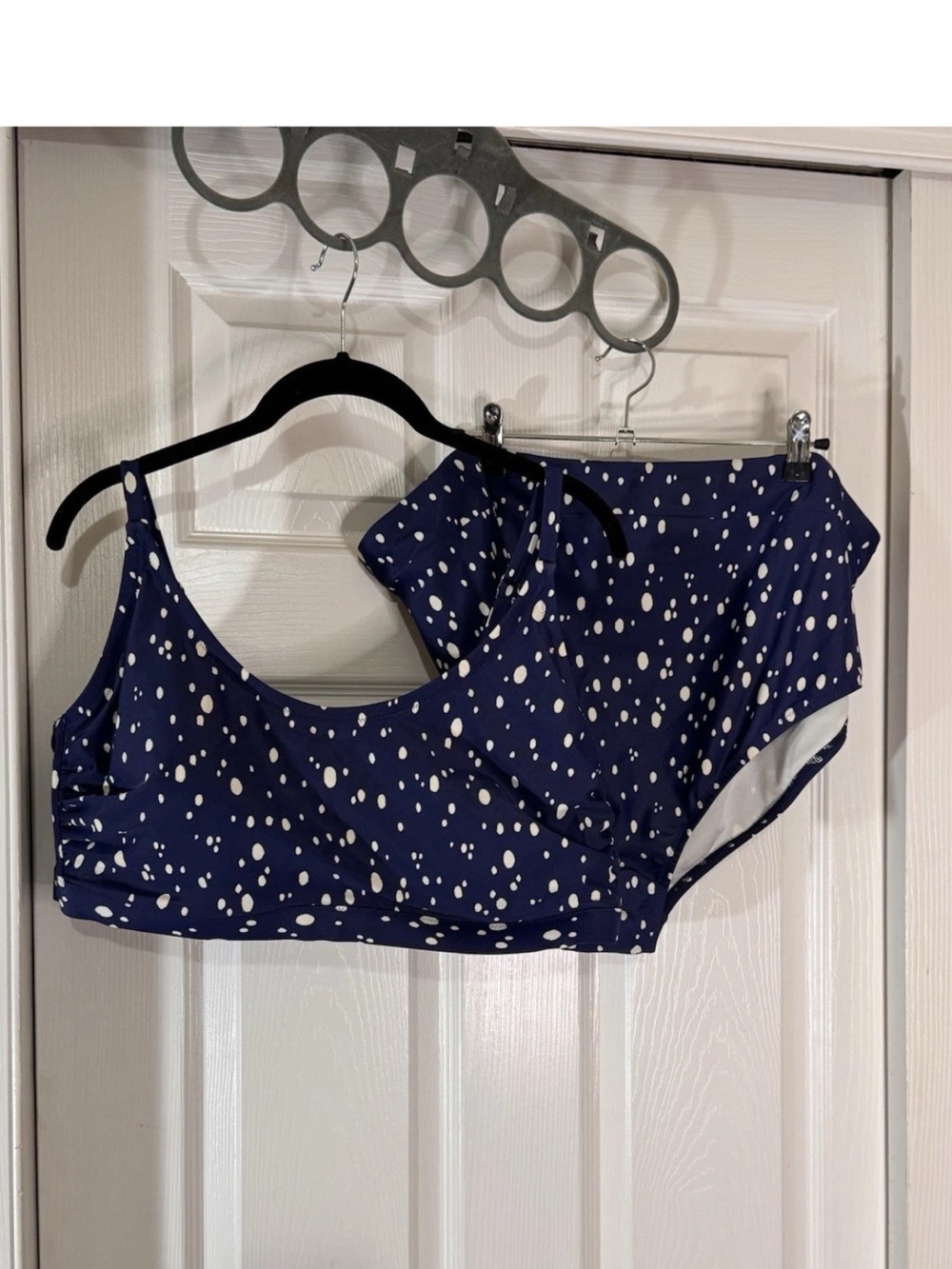 Kona Sol Navy & White Polka Dot Bralette with High-Waist Brief